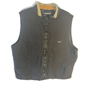 Wolverine Black Sherpa Quilted Lined Vest Heavy Canvas Work Outdoor Men XL